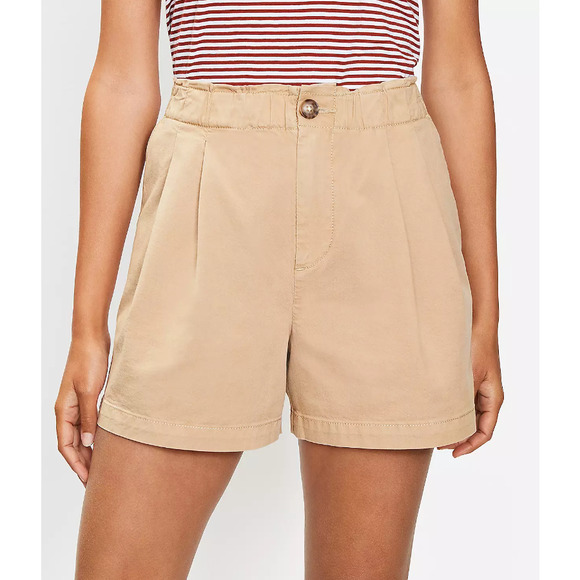 NWT Loft Palazzo Pull On Shorts Khaki Cotton Womens XL - Picture 1 of 7